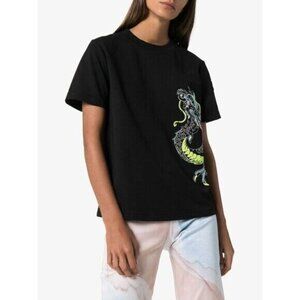 Angel Chen Embroidered Dragon Black T-Shirt Size Small NWT